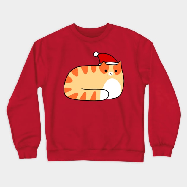 Santa Hat Orange Tabby Cat Crewneck Sweatshirt by saradaboru